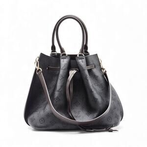 Louis Vuitton Girolata Mahina Leather Black Monogram Bucket Tote Bag - Preowned